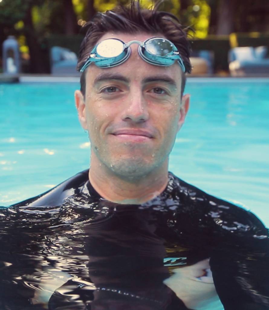 Diogo, owner and head swim instructor at Swim Lessons Vancouver teaching adults to overcome fear of water