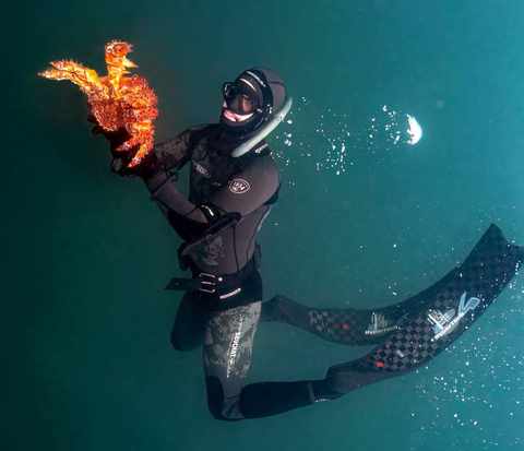 Diogo freediving in BC waters